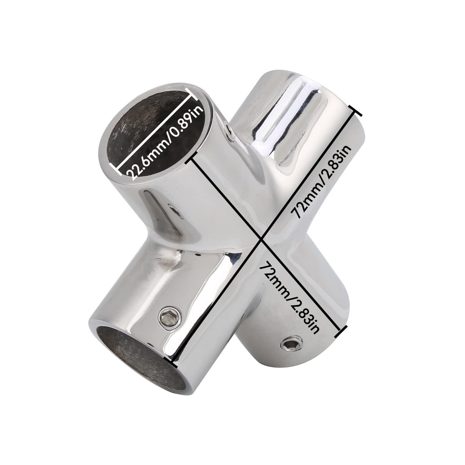Raccord de Tuyauterie Acier Inoxydable Raccords Tuyauterie Acier Inoxydable Séparateur 4 Voies Connecteur de Tube de Soudage Bout à Bout Accessoire de Séparateur de Tuyau de Bateau(22mm)
