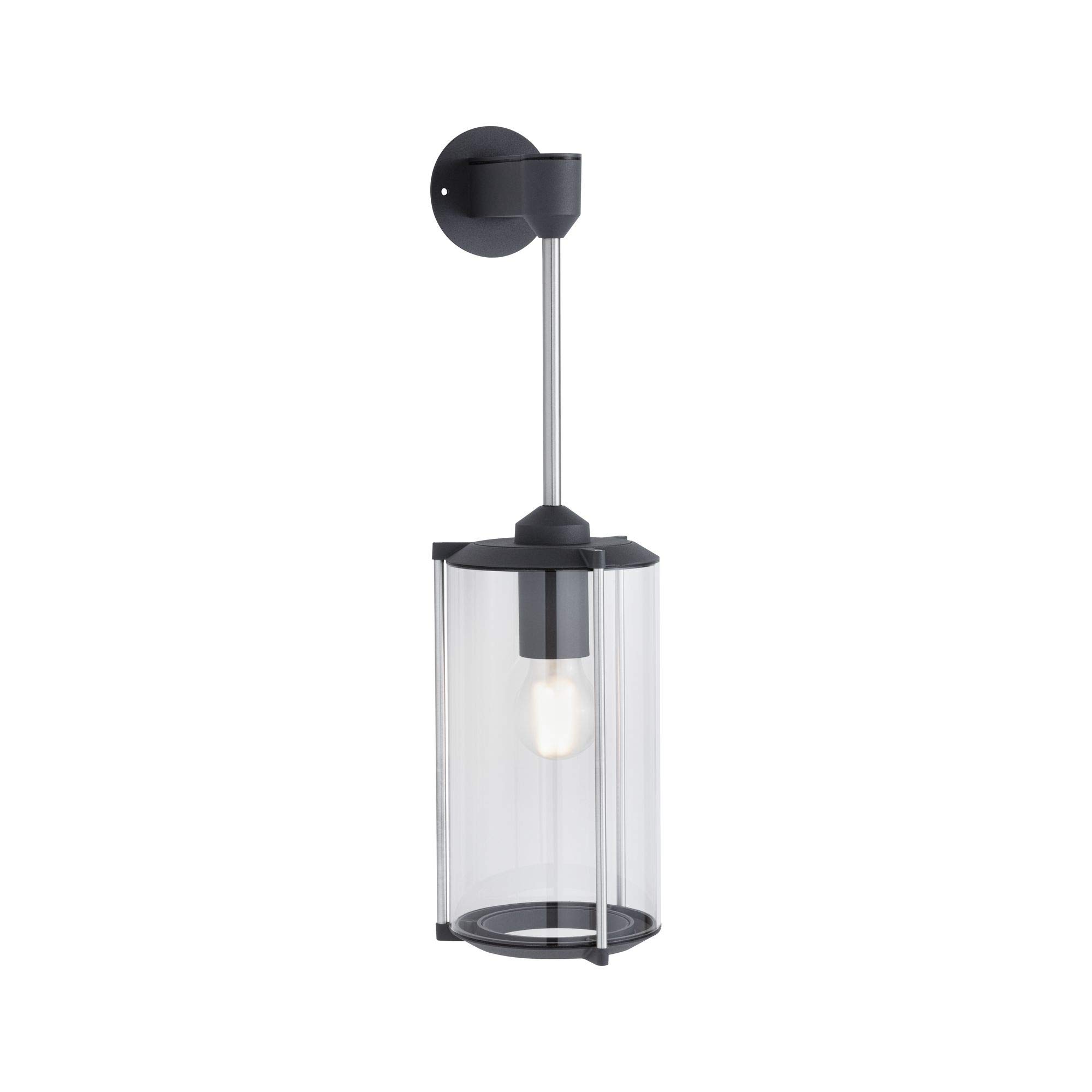 Paulmann 94281 Outdoor applique classica rotonda max. 60 Watt illuminazione per esterni grigio illuminazione da giardino vetro parete esterna E27