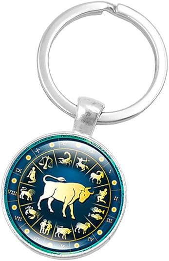 Retro Personalized Zodiac Sign Key Chain Jewelry Horoscopes Star Signs Tag Key Rings Medallion Constellation Jewelry