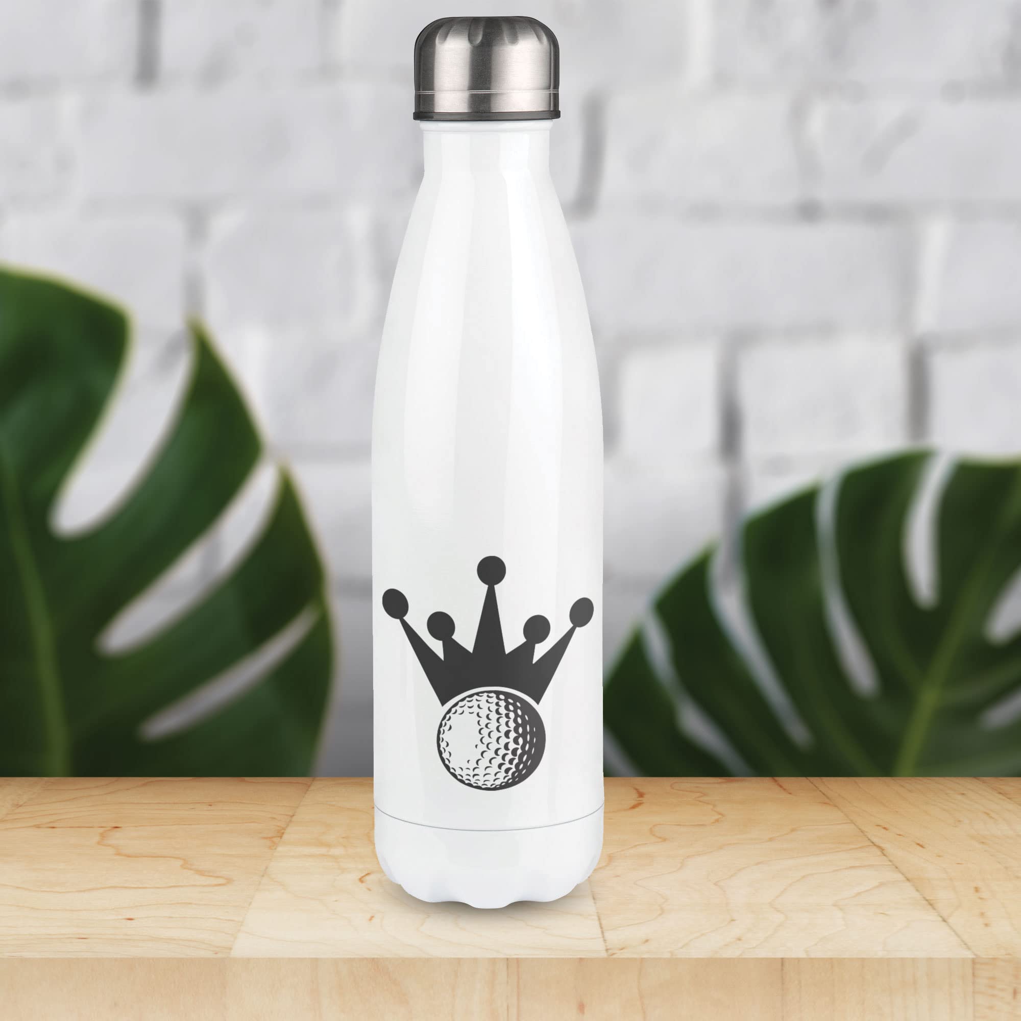 Botella isotérmica blanca con diseño de corona Golf
