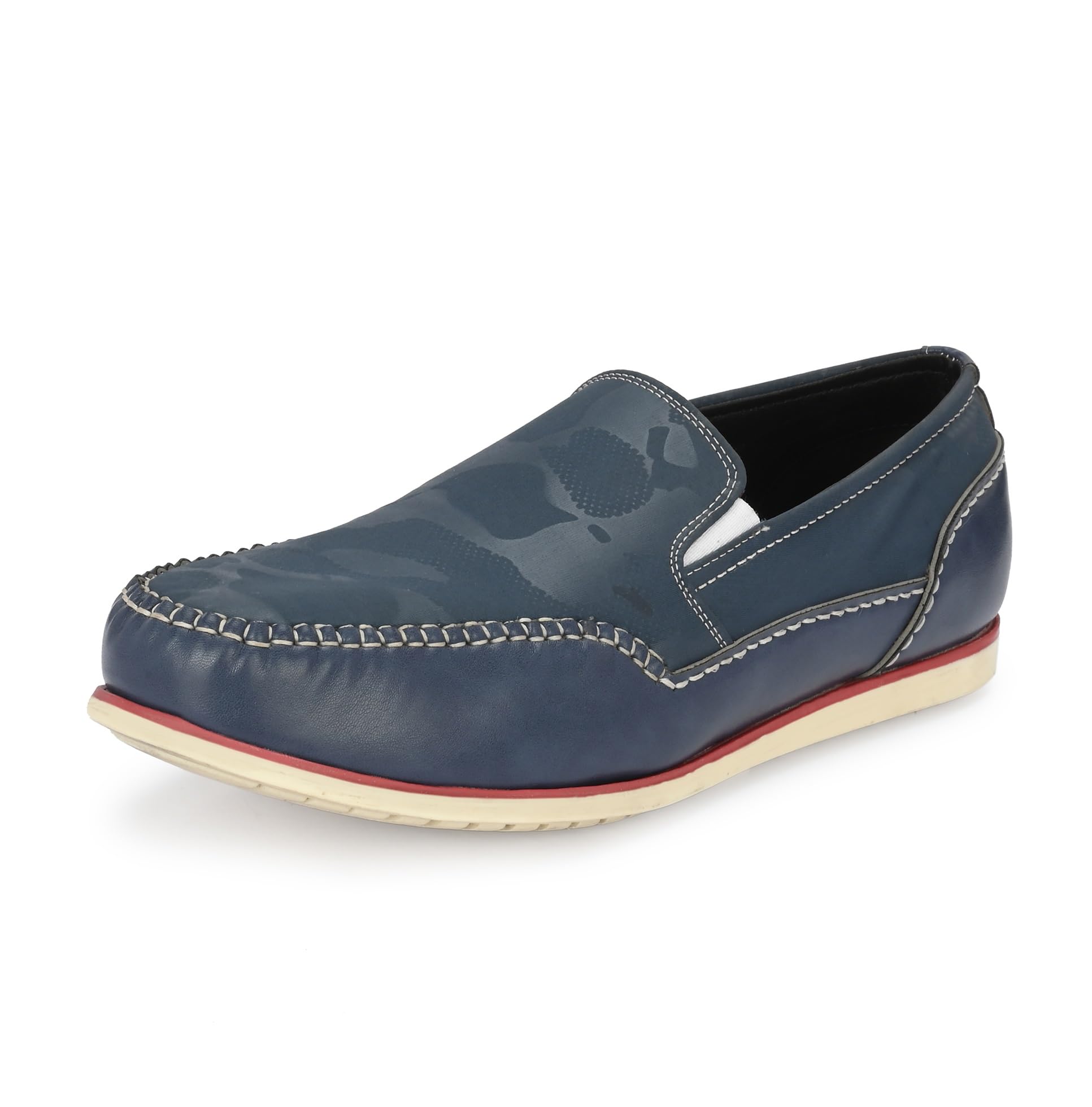 hitz Men's Blue Leather Moccasins Boat Shoes-picture-46
