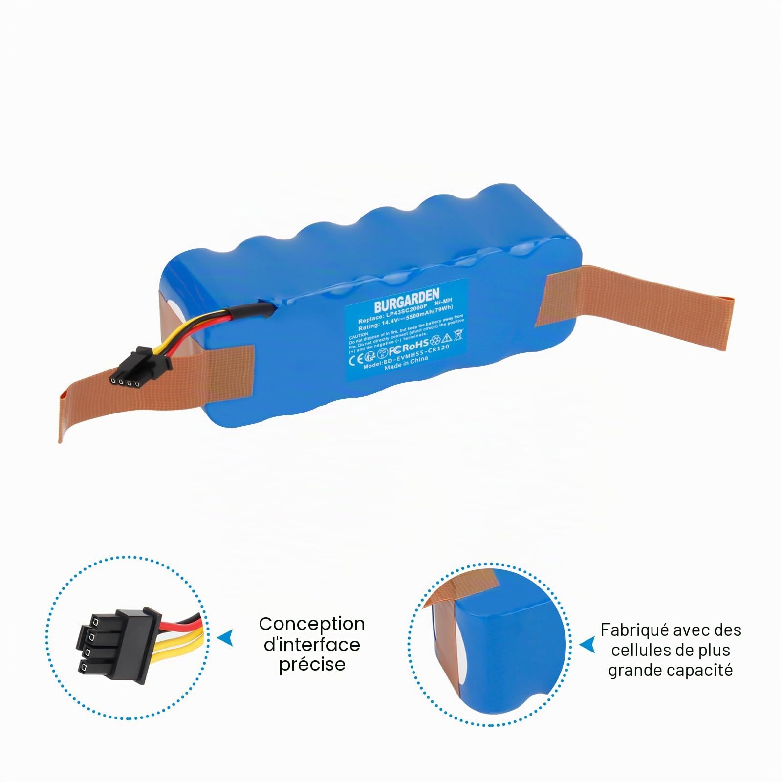 14.4V 5500mAh NI-MH Batterie pour Ecovacs Deebot CR120 X500 X-500 KK-8