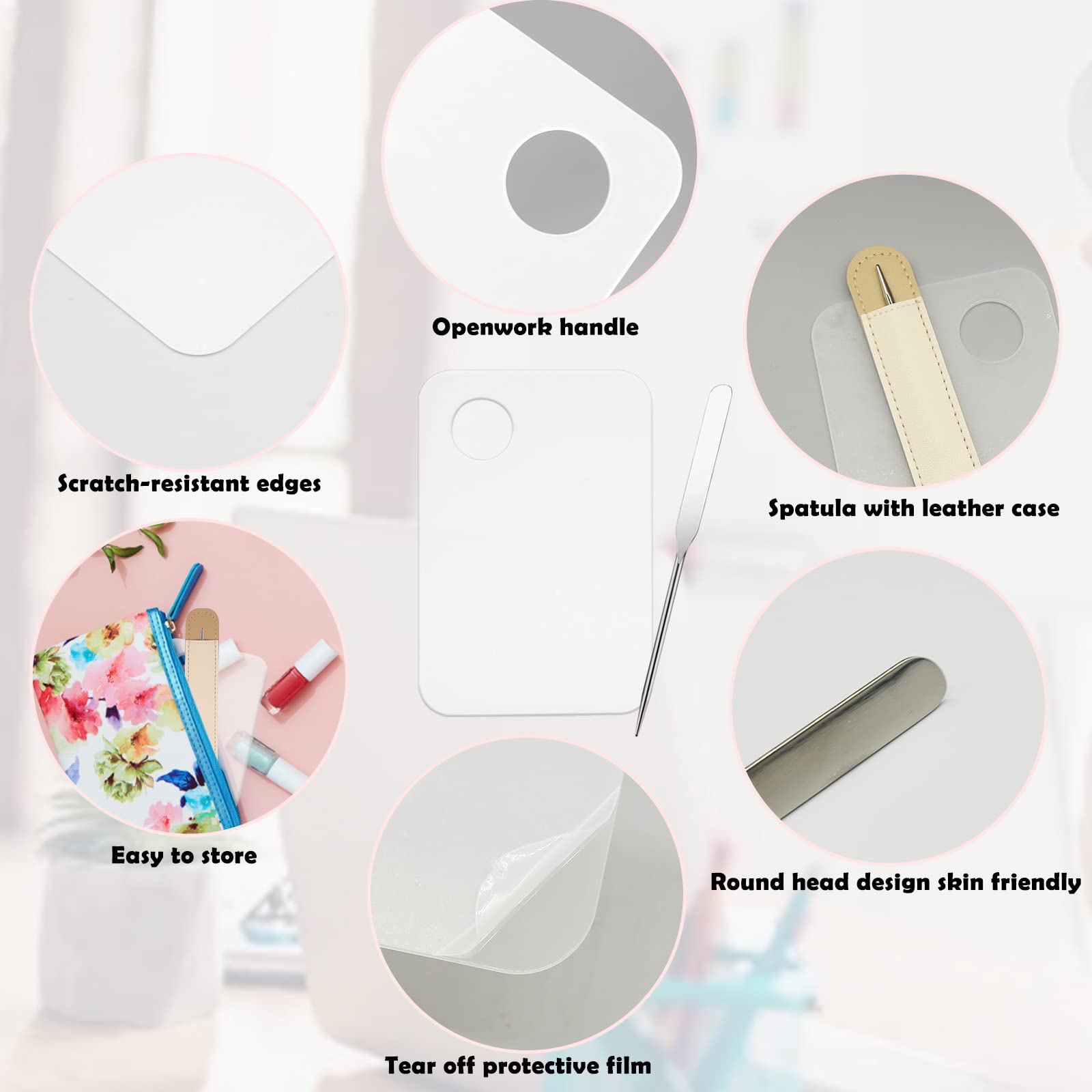 Set coreano di spatole per trucco, vassoio per palette di miscelazione trucco acrilico con strumenti per trucco spatola raschietto per fondotinta cosmetico, set di palette per miscelare fondotinta
