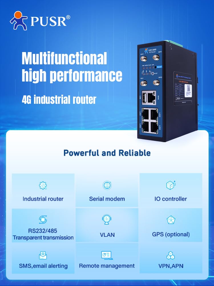 Europe & Australia routeur VPN cellulaire Industriel Modem 4g WiFi LTE avec Emplacement pour Carte sim USR-G809-EAU