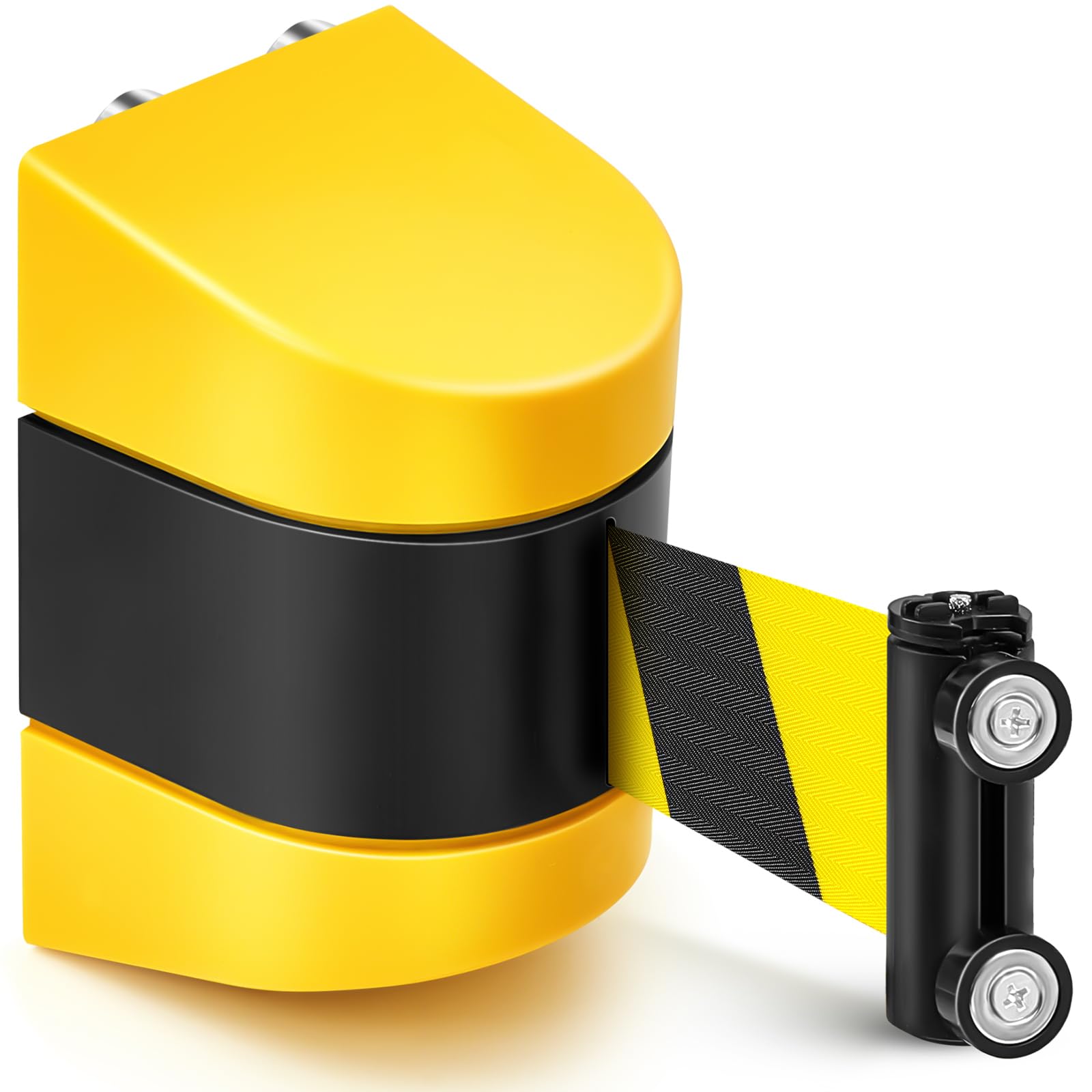 Barydat 1 Pc 16.4 ft Magnetic Retractable Wall Barrier Magnetic Wall Mount Crowd Control Retractable Safety Belt with ABS Case Black and Yellow Striped Belt for Grocery Retail Store Stadium