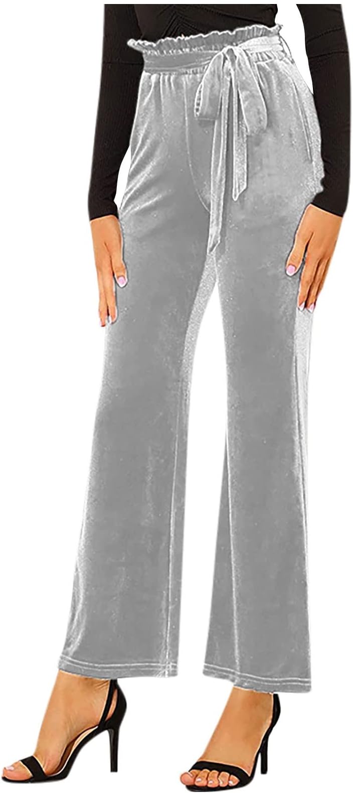 Yacyrtt Linen Hip-Hop Belt Slacks Women Ankle Wide-Leg Split Slacks Warmup Comfortable Solid Color Gyms Festival Pants Woamns