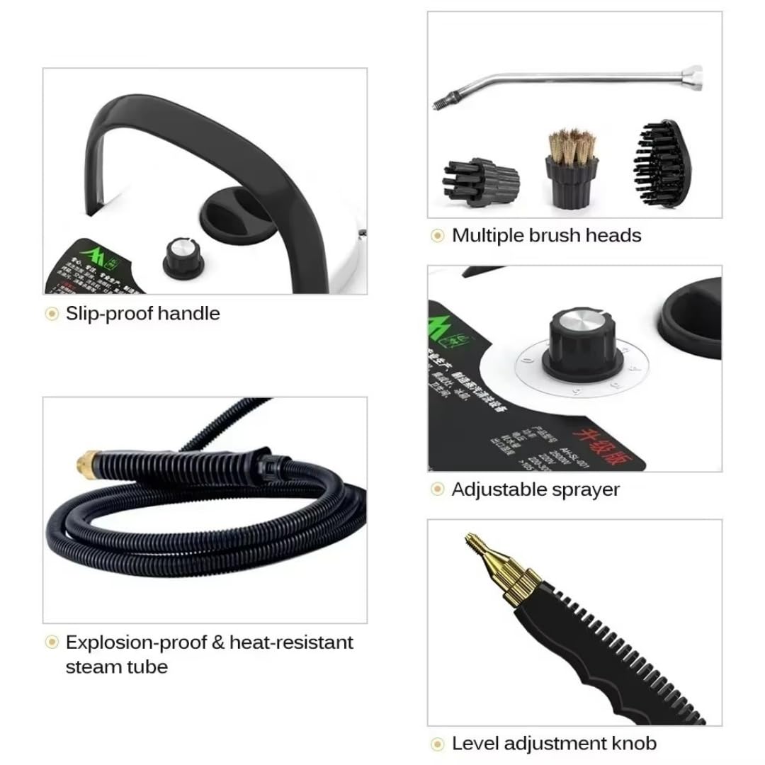 Limpiador a vapor portátil portátil de 2500 W, Capacidad de 900 ml, con esterilización a alta temperatura para el hogar, el coche, la cocina y el aire acondicionado (Rojo)