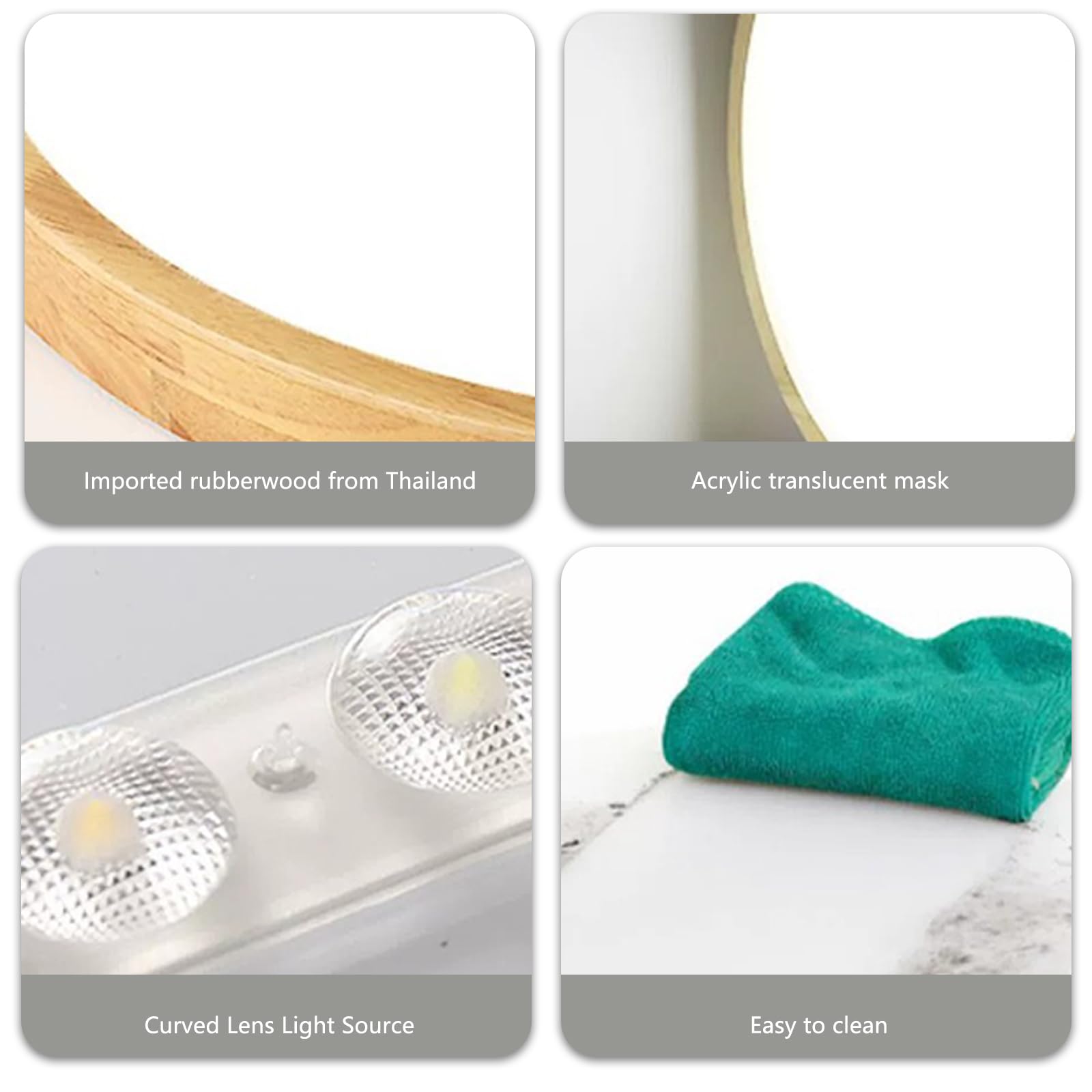 Sonhomay Modern LED Flush Mount Ceiling Light 12 Inch 18W Round Nordic Ceiling Lamp 3 Color Options Wood Flush Mount Light Fixture for Bedroom Hallway Bathroom Foyer Entryway - Image 3