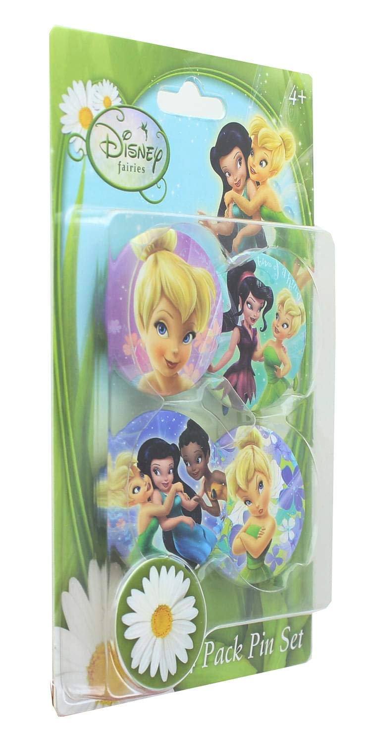 Disney Tinker Bell Button Pin Set Novelty (Pack of 4)