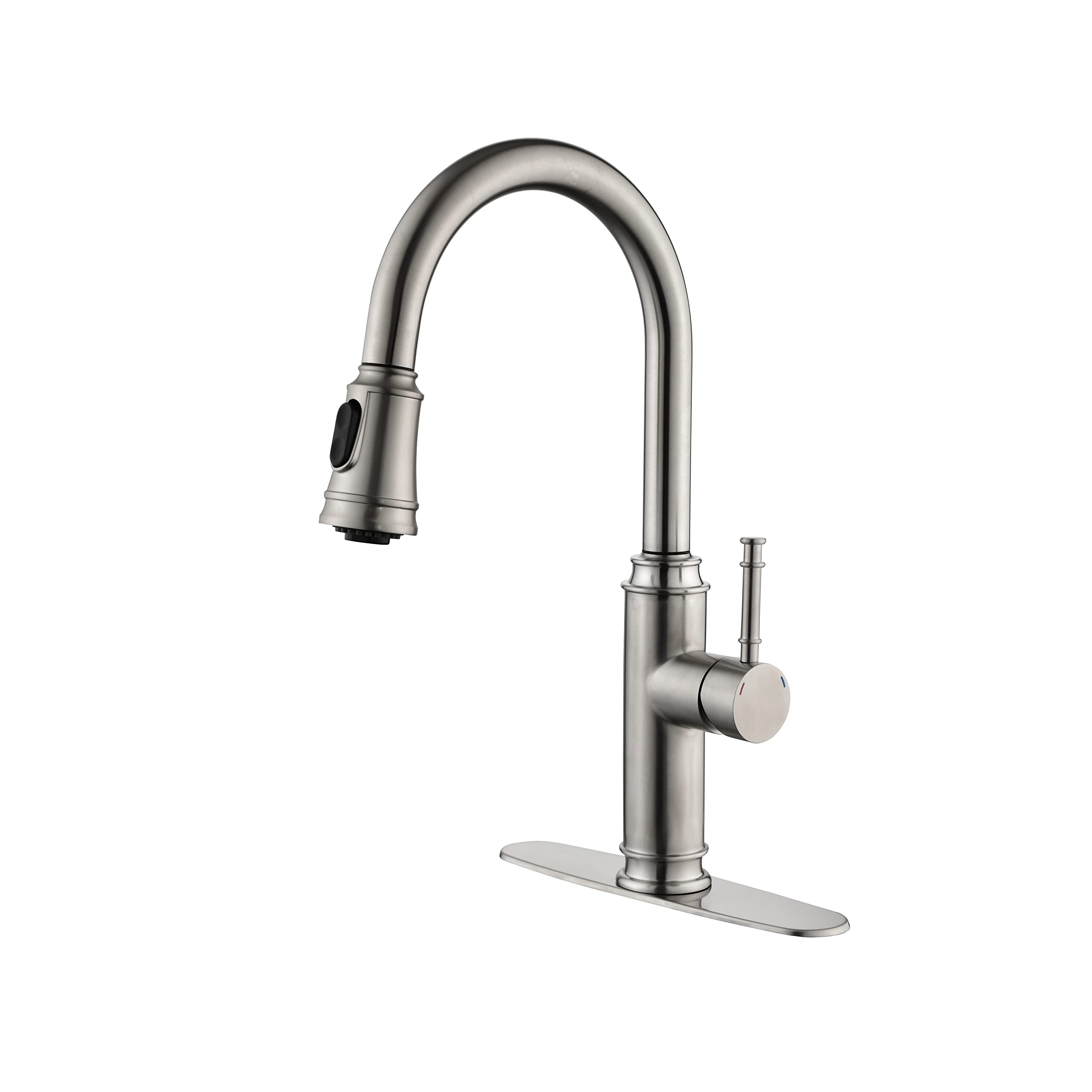 COSZWQDP Versatile and Functional Single Handle High Arc Kitchen Faucet with Pull Down Sprayer Stainless Steel Brushed Nickel Finish
