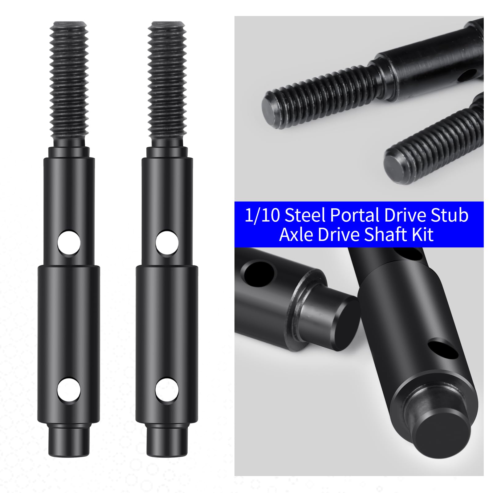 Brass Extended Wheel Hubs Hex Pins +10mm and Steel Stub Axle Extended Set for 1/10 Redcat Ascent