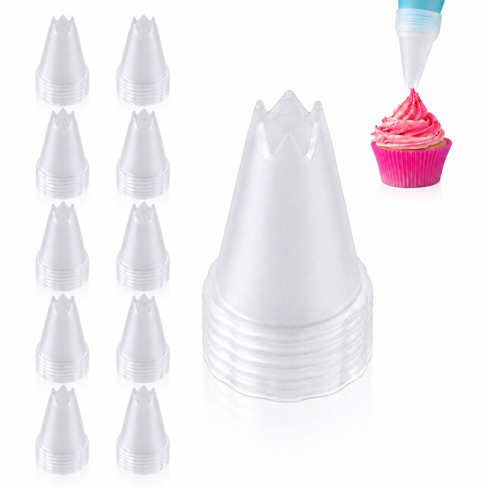 20 PCS Plastic Piping Icing Tips Piping Nozzles, Large Piping Nozzle Set Icing Piping Kit for Craft Cake Decorating
