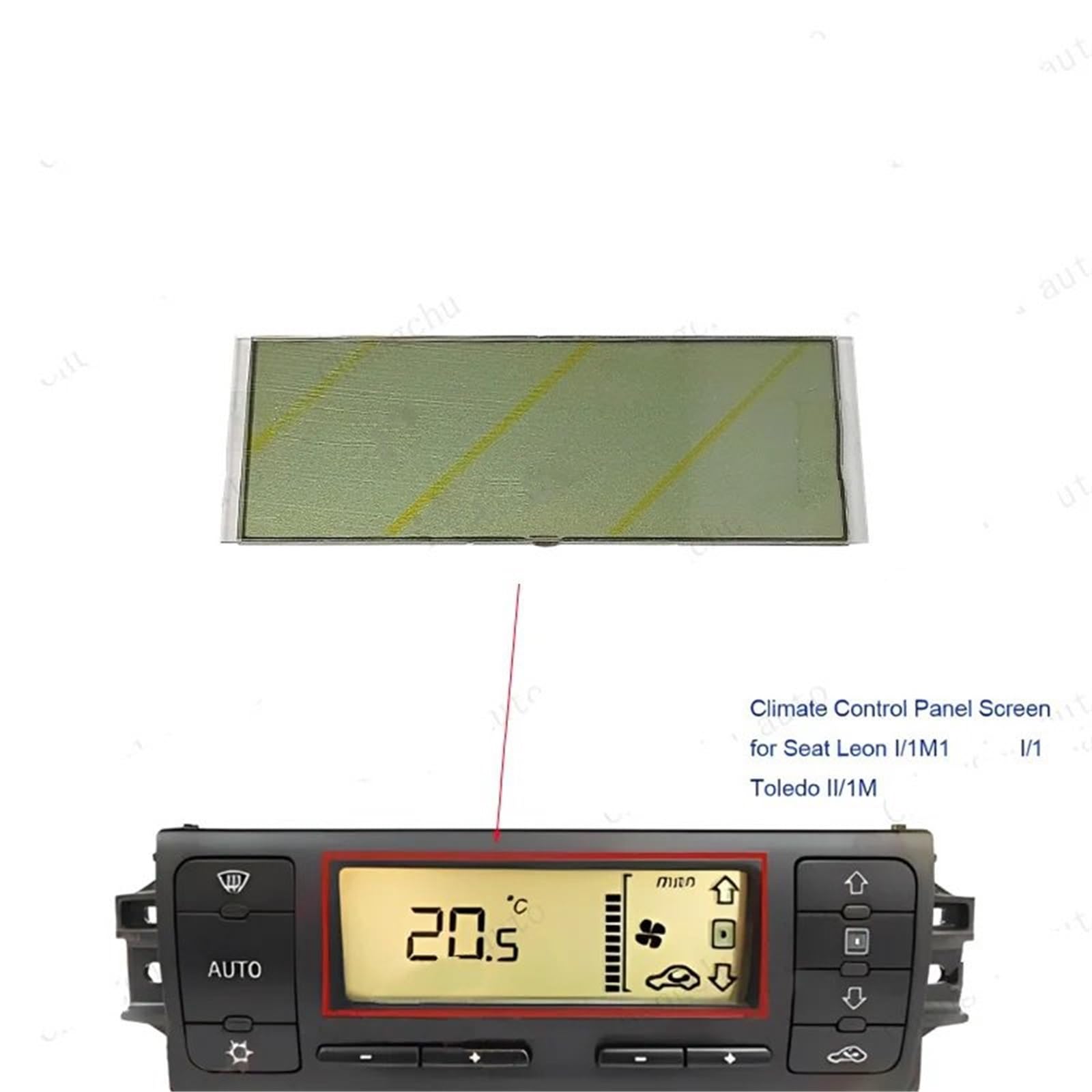 Tablero de instrumentos del coche Panel de control de climatización y calefacción compatible con Seat Leon Toledo. Reparación de píxeles. Pantalla LCD del aire acondicionado.