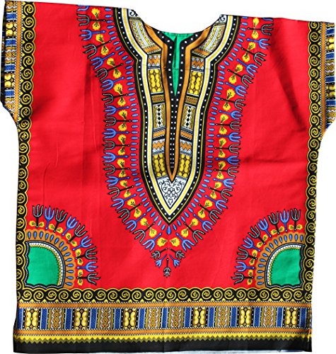 Image of RaanPahMuang Unisex Bright Africa Classic Childrens Dashiki Cotton Shirt Boys Girls
