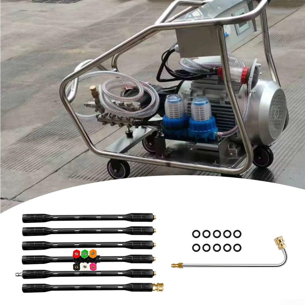 Herramienta de limpieza de canalones de lavado a presión con poste de extensión y 6 boquillas para limpieza específica en áreas elevadas sin andamios (set2)