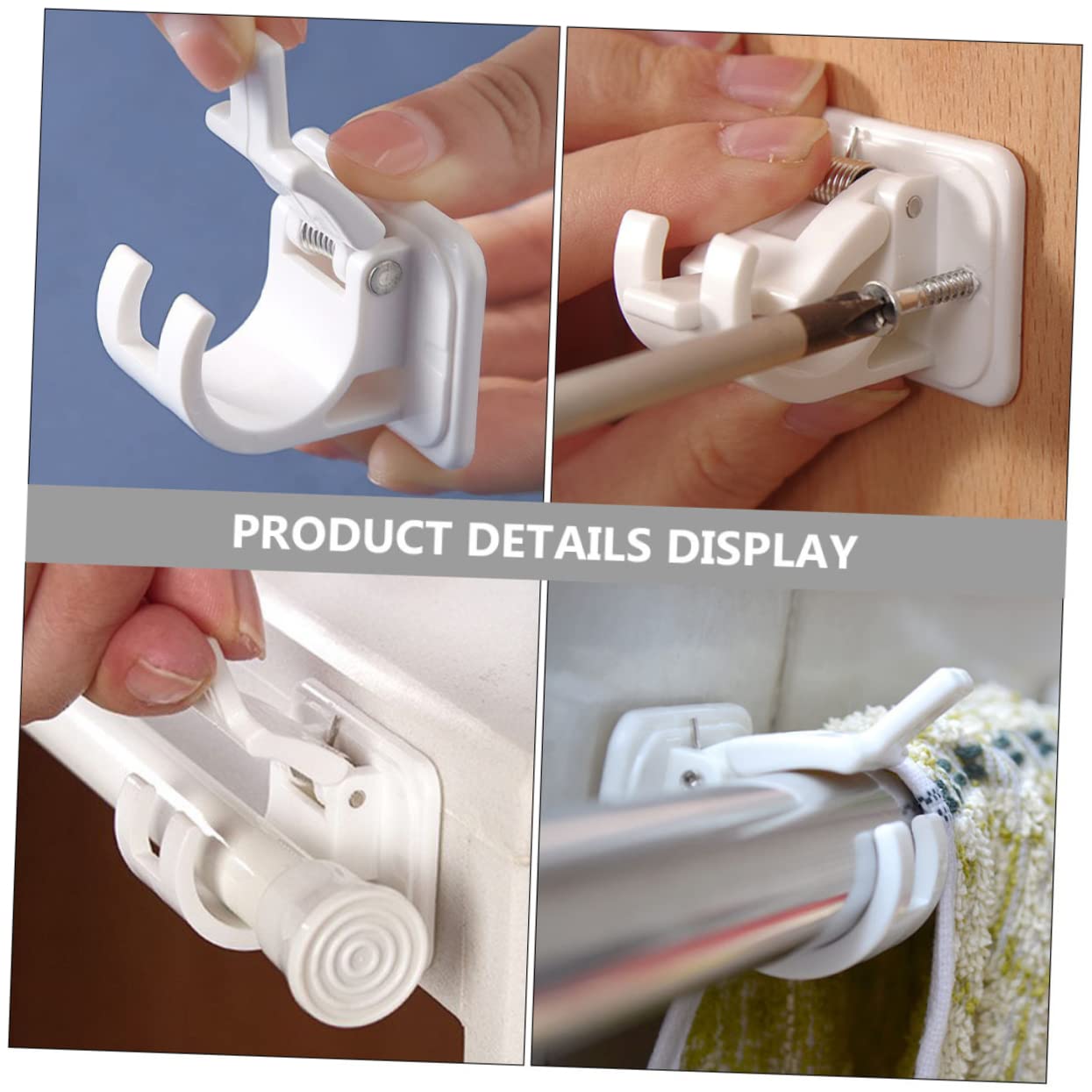 GARVALON 24pezzi Supporti per Bastoni delle Tende Ganci Adesivi Resistenti per Tende da Bagno e Teli Facile Installazione