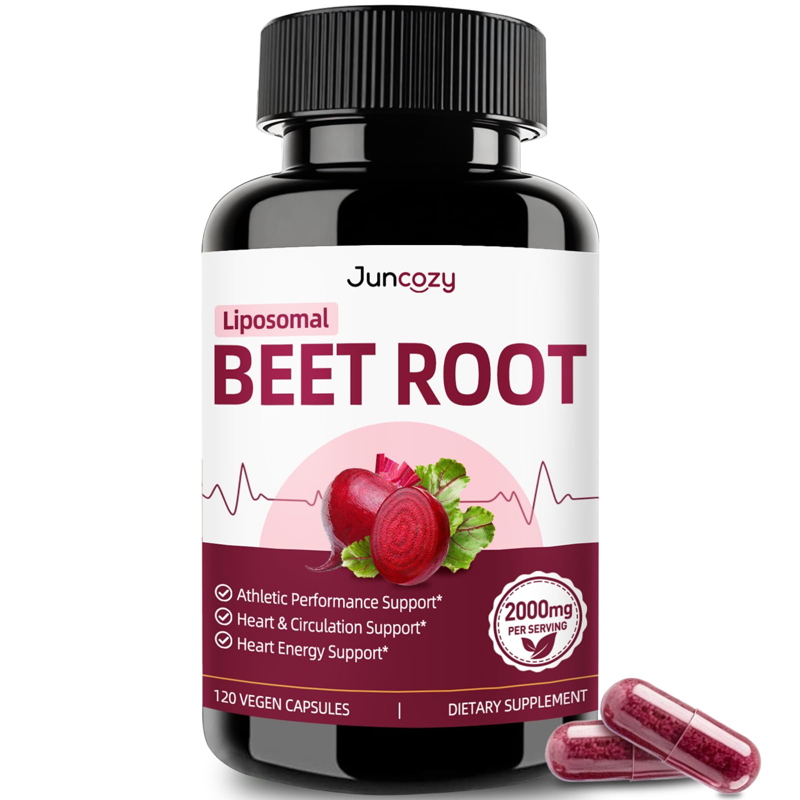Juncozy Suplemento de Beterraba Complexo 2000 mg, 120 cápsulas