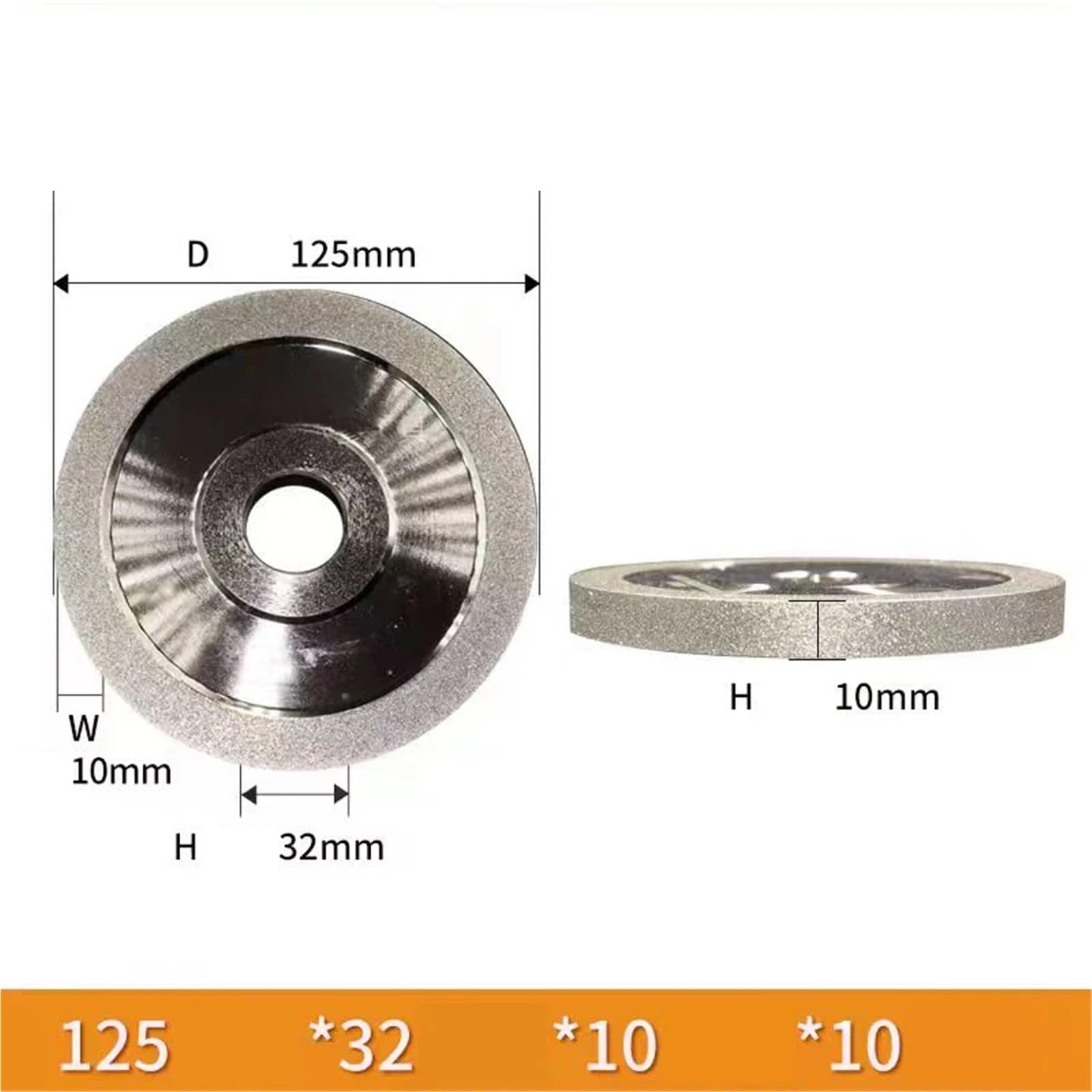 Diamentowa tarcza szlifierska do stali, ceramiki i jadeitu – 100 mm do 150 mm, ostrzałka do frezów CBN 1 szt.(100 125Dx32mm hole)