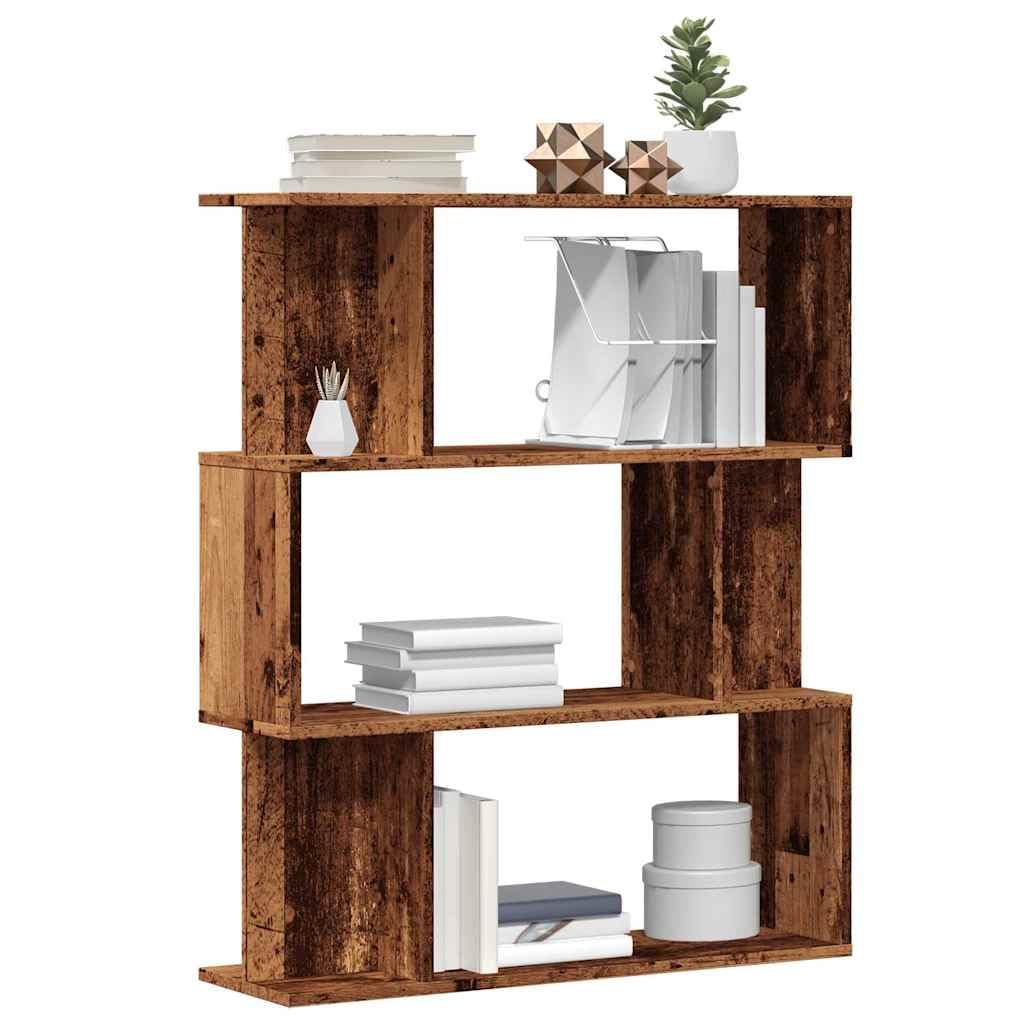 Libreria a 3 Ripiani in Truciolato 80x24x96 cm Legno Antico | Scaffale autoportante compatto a tre livelli per organizzare libri ed accessori in soggiorno, studio o camera da letto.