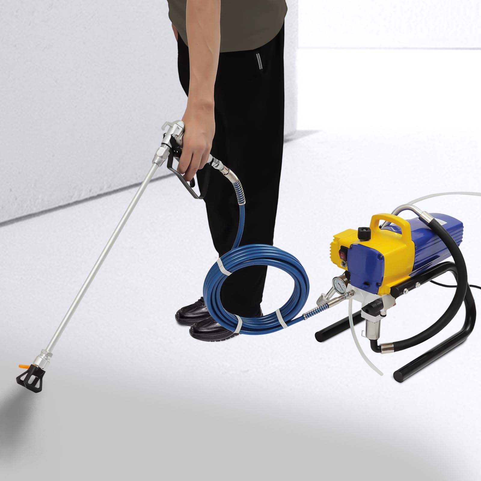 Airless pistolet natryskowy 1800 W, elektryczny, wysokociśnieniowy, 3600 psi, pistolet natryskowy do farb ściennych, lakieru, wewnątrz i na zewnątrz, do renowacji budynków, przemysłu