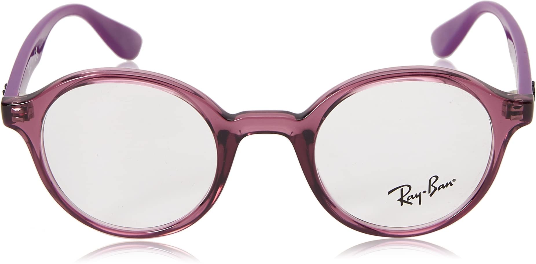 Ray-Ban Kids' RY1561 Round Prescription Eyewear Frames, Transparent Fuchsia/Demo Lens, 41 mm