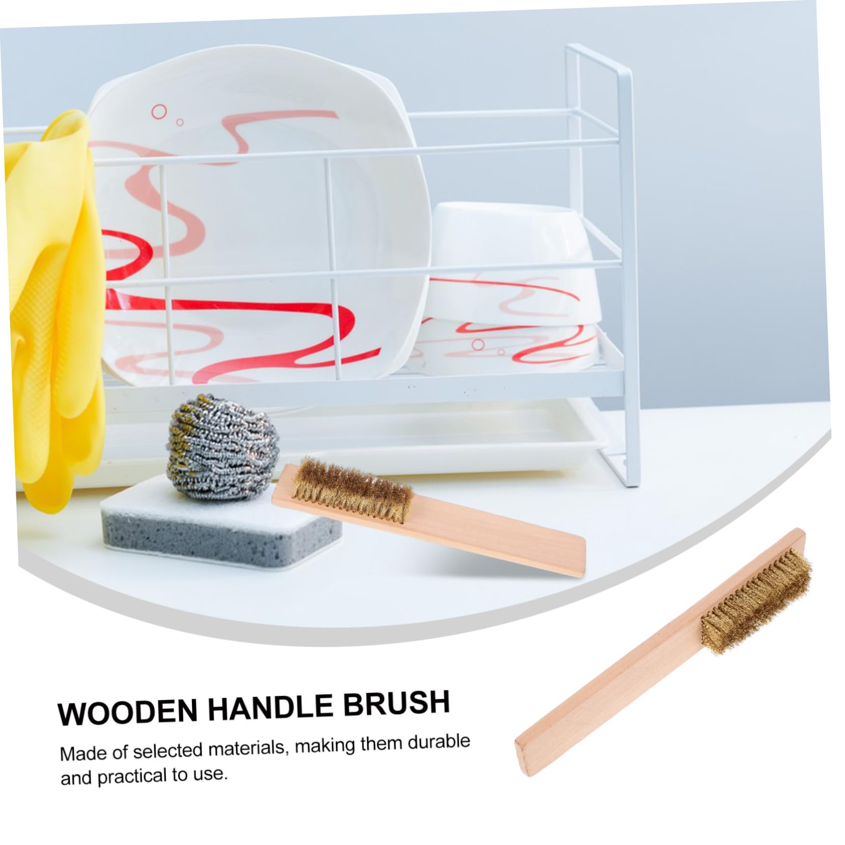 Abaodam 4sets Wooden Handle Ski Wax Brush Snowboard Wax Cleaning Tool Deep Cleaning Brush 2pcs*4