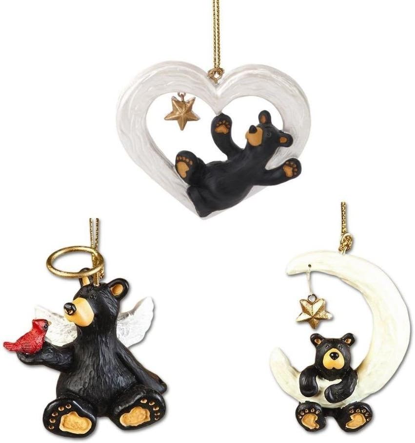 Bearfoots Black Bear 3 Celestial Christmas Ornaments Set