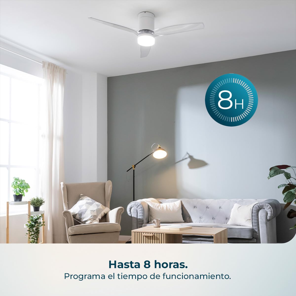 Cecotec Ventilador de Techo con Luz EnergySilence Aero 5650 White&Transparent. 40W, Motor DC, Diámetro 52” (132cm), 3 Aspas, Mando a Distancia, Temporizador, 6 Velocidades, Modo Winter-Summer