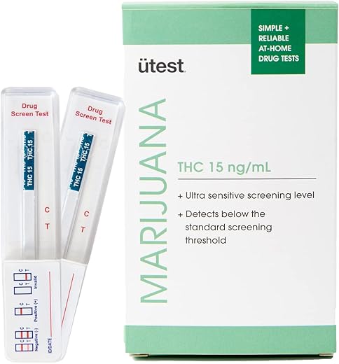 Instant THC Home Drug Test | 15 ng/mL Single Panel Cannabis Detection Tests | Highly Sensitive Marijuana Urine Test Kit | Testing Strip (2 Pack)