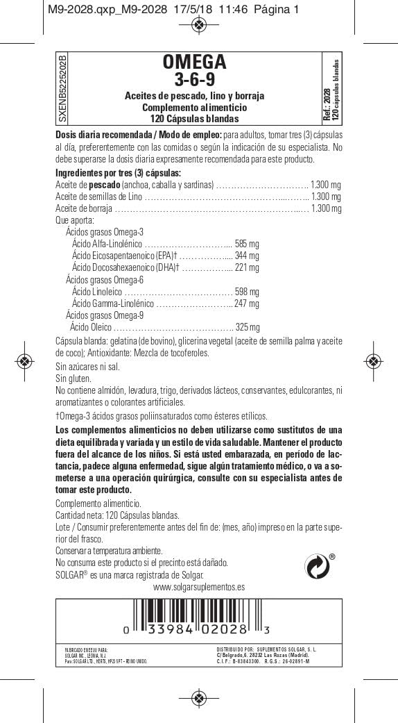 Solgar 1300 mg Omega 3-6-9, 120 Softgels - Fish Oil Supplement - Support for Heart, Joint & Skin Health - Includes Flaxseed & Borage - Contains EPA & DHA - Omega 3 Fatty Acids - 40 Servings : Health & Household