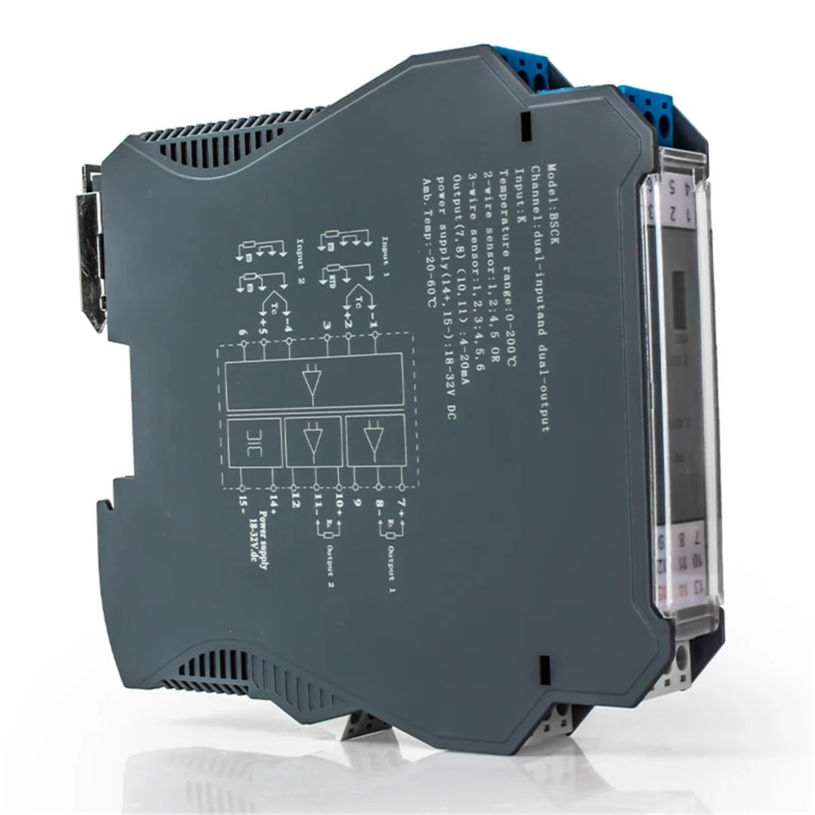 Transmisor de temperatura tipo K 4-20mA 0-10V 0-5V 1 en 1 salida 0-1300℃ Convertidor de señal de termopar 1 Uds(K to RS485 11)