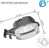 Vista 2 de Luz LED de granero de 75 W de atardecer a amanecer, iluminación de patio al aire libre con fotocélula diurna impermeable, con certificación ETL y DLC