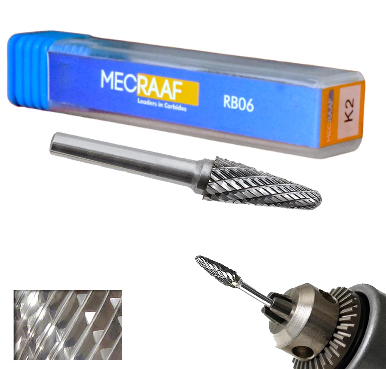 MECRAAF® Super Grade Carbide Rotary Burr Cutter|Double Cut| 6mm Shank (1/4") | Head Dia: 12.7mm|Die Grinder Bit |Cone with radius burr (K2)|for Metal Wood Carving Engraving Polishing Drilling (B0CG1951YR) Amazon Price History, Amazon Price Tracker
