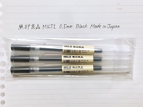 Muji Bolígrafo de tinta de gel negro 0020in 3 bolígrafos importación japonesa