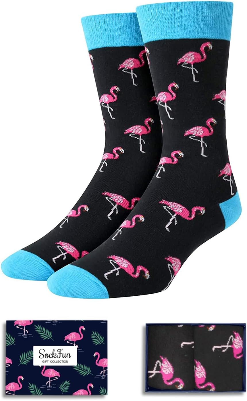 Funny Socks for Men - Cat Dad Gifts, Flamingo Goat Lover Gifts for Teen Boys