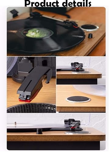 Miniatura 3 de Tocadiscos de vinilo, tocadiscos fonógrafo accionado por correa de 3 velocidades, tocadiscos con amplificador de fono incorporado y parlantes,