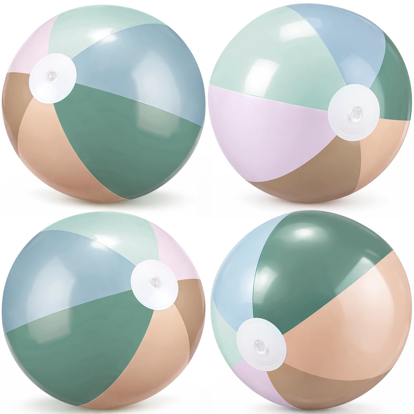 MiniInflat 4 Pack Pastel Beach Balls,6-Color Morandi,24 Inch