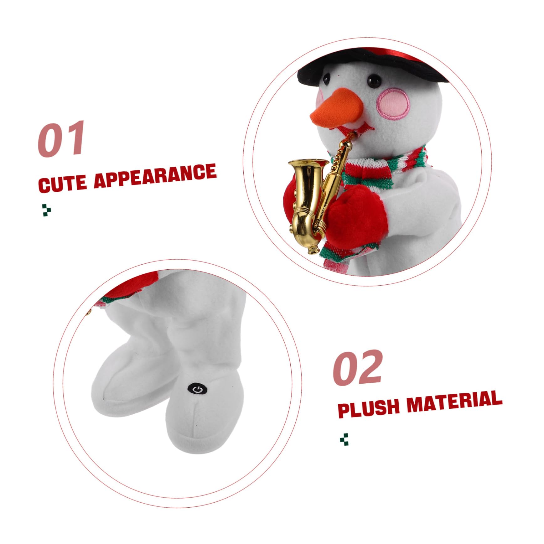 LIOOBO Muñeco de nieve musical eléctrico de peluche con características de canto bailando, decoración navideña para fiestas, no incluye pilas