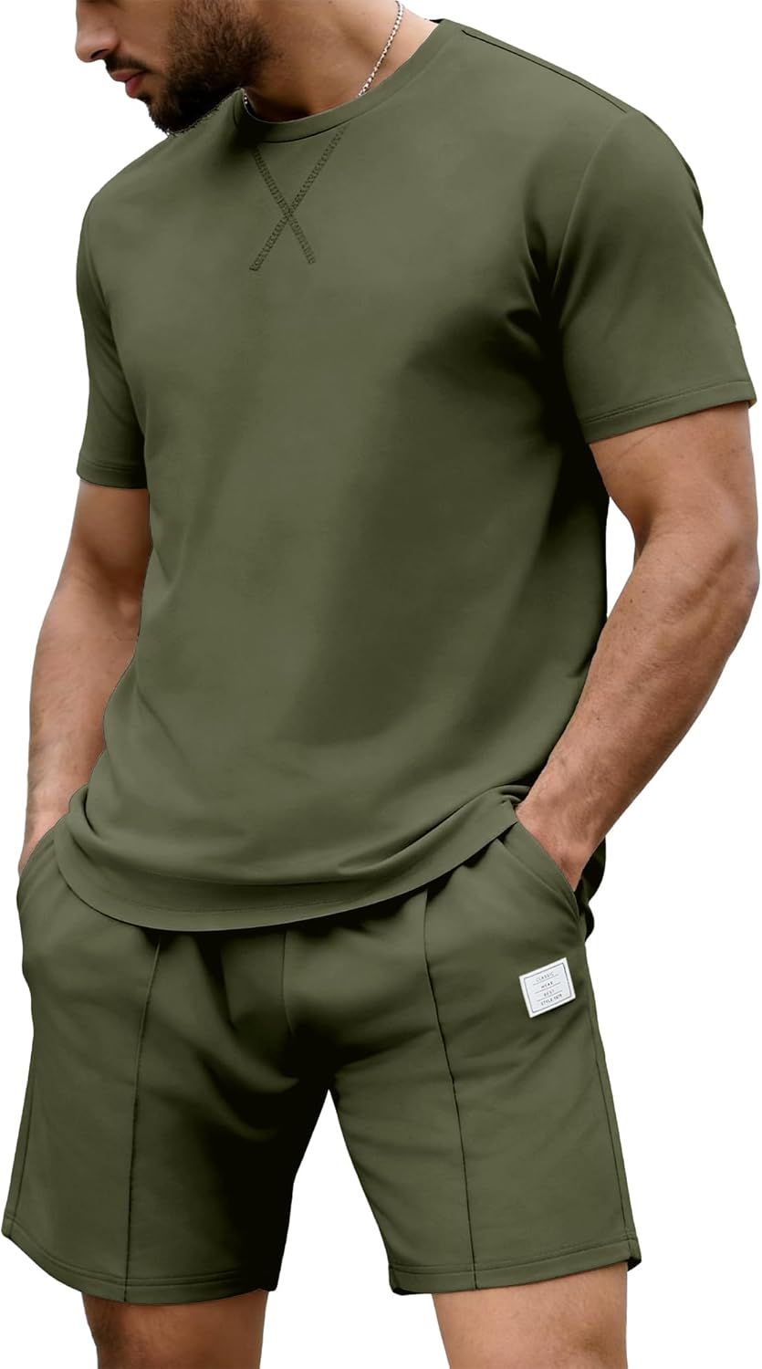JEMLDL Men's 2 Piece Loungewear Set Short Sleeve Shirt & Shorts Summer Outfits Casual Comfortable Tracksuit