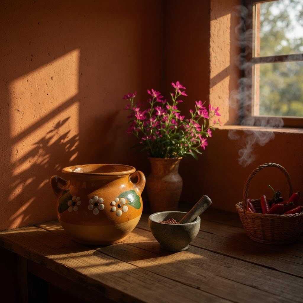 Generic Mexican Clay Bean Pot, Olla de Barro Frijolera W/Lid, Cazuela Traditional, (1-1.25 Gallon) (Olla Frijolera) (Made In Mexico), Large