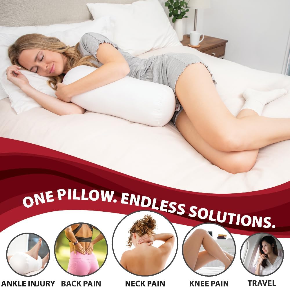 Core Products Jackson Roll Orthopedic Bolster Pillow - Neck, Back, Leg, Knee & Arm Support – Cervical & Lumbar Roll for Pain Relief, Spinal Alignment & Travel Comfort for Bed or Chair