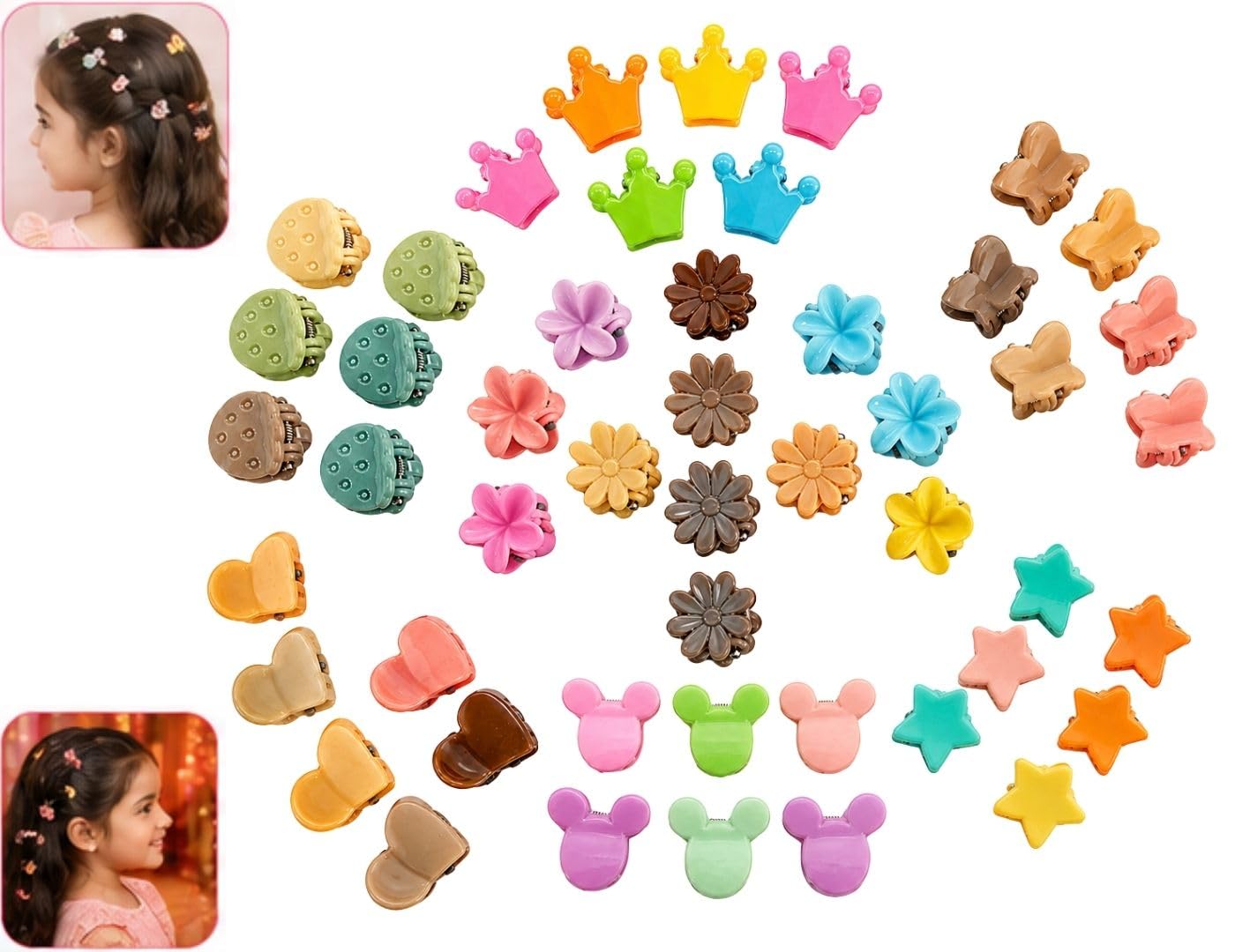 54 Pcs Mini Hair Claw Clips Clutcher for Girls | Attractive Designs & Colors Small Hair Clutches for Kids, Toddlers & Baby Girls | Cute Hair Accessories for Ponytail, Braids, School, Party & Birthday/Return Gifts-image-10
