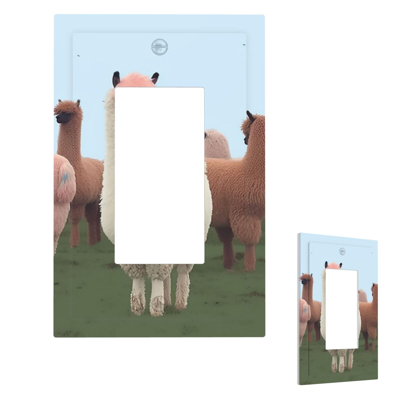 Alpacas Wall Plate Cover 1 Gang, Modern Decorative Light Switch Cover Unbreakable Receptacle Outlet Covers for Living Room Bedroom Decor