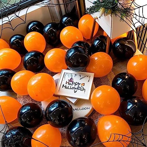 Image of 200 Pcs Black Orange Balloons 5 Inch Orange and Black Latex Small Balloon Garland Arch Kit for Baby Shower Birthday Bridal Shower Wedding Anniversary Halloween Party Decorations