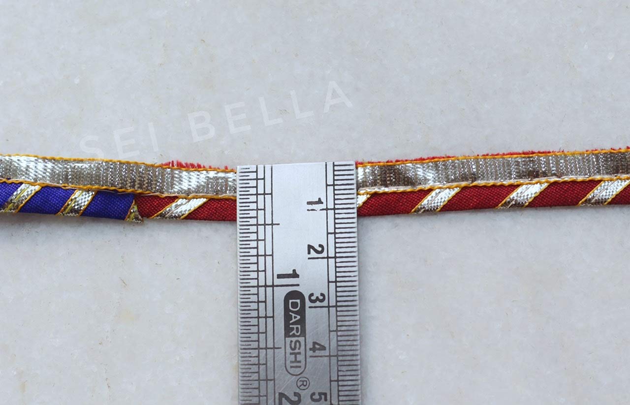 SEI BELLA Gota Patti Metallic Zari Piping Cord Lace Border Material for Dupatta, Bridal Dresses, Neck Designs, Saree, Lehengas, Palazzo, Anarkali Suits, Blouses- 9 Meter (Multi) 1