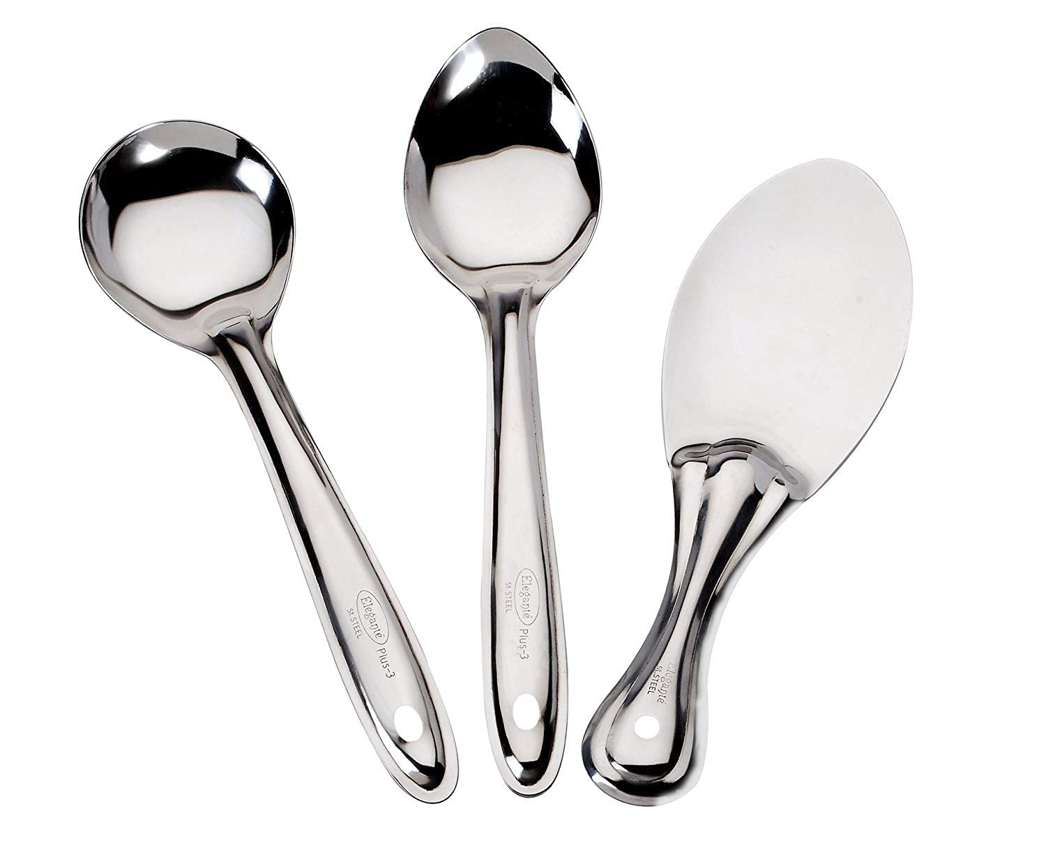 Servezee Stainless Steel 3 Pcs. Combo Set Oval Server 3 No. Pan Server 3 No. Rice Pan 3 No.