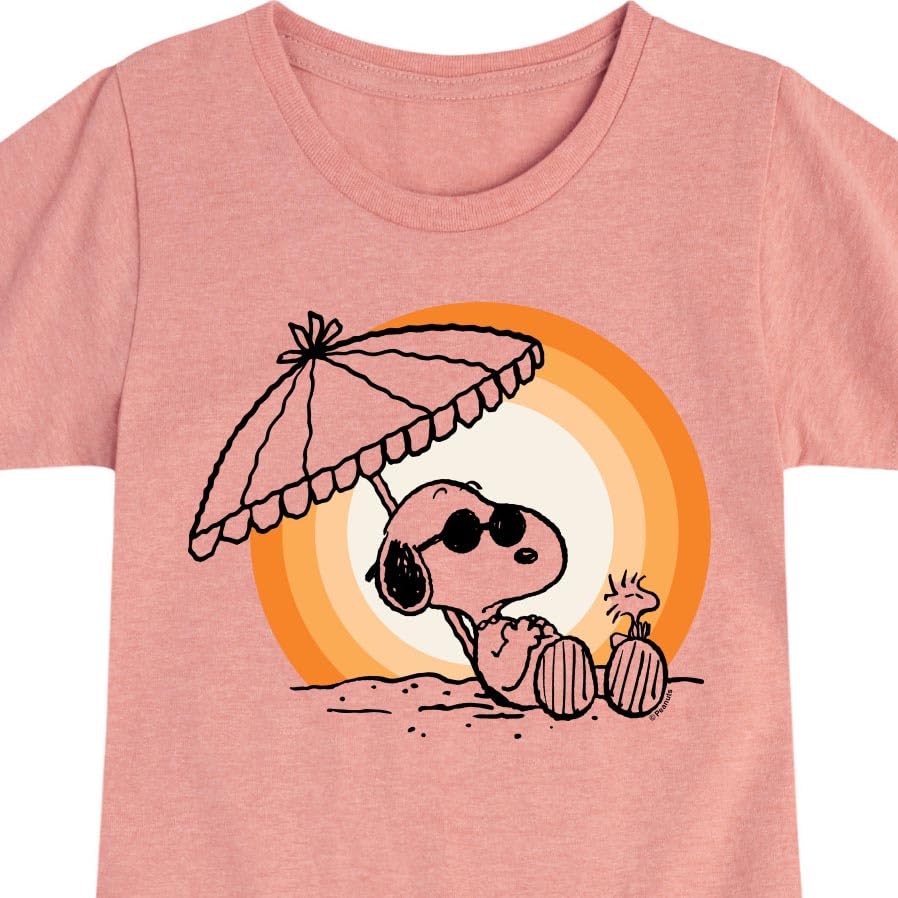 HYBRID APPAREL - Peanuts - Summer Edition - Snoopy & Woodstock Relaxing - Toddler & Youth Girls Short Sleeve Graphic T-Shirt3