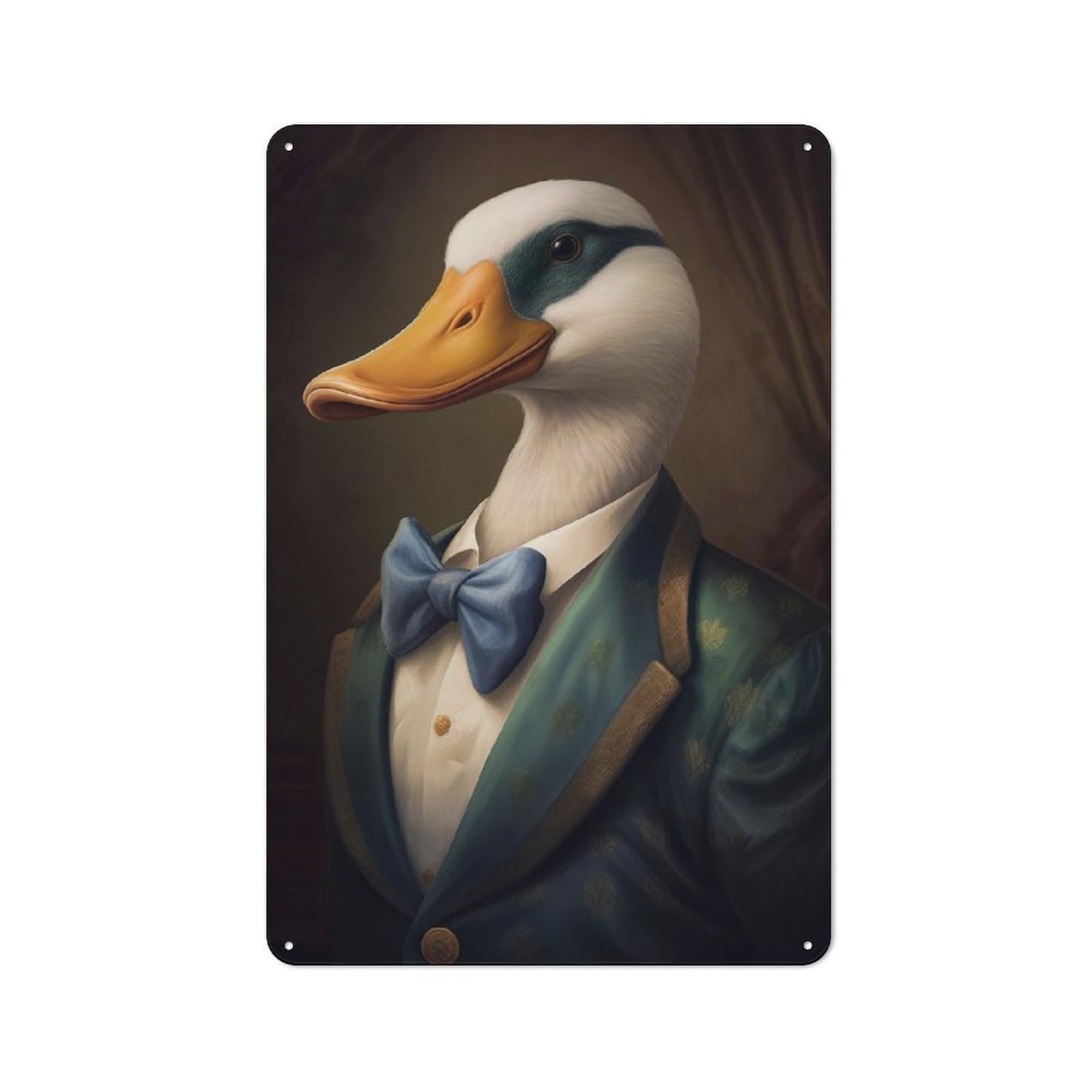 Junmoney Dapper Duck Portrait Metal Sign 30X20cm With For Workshop Wall, Rustic Decor, For Garage, Workshop And Man Cave Decoration