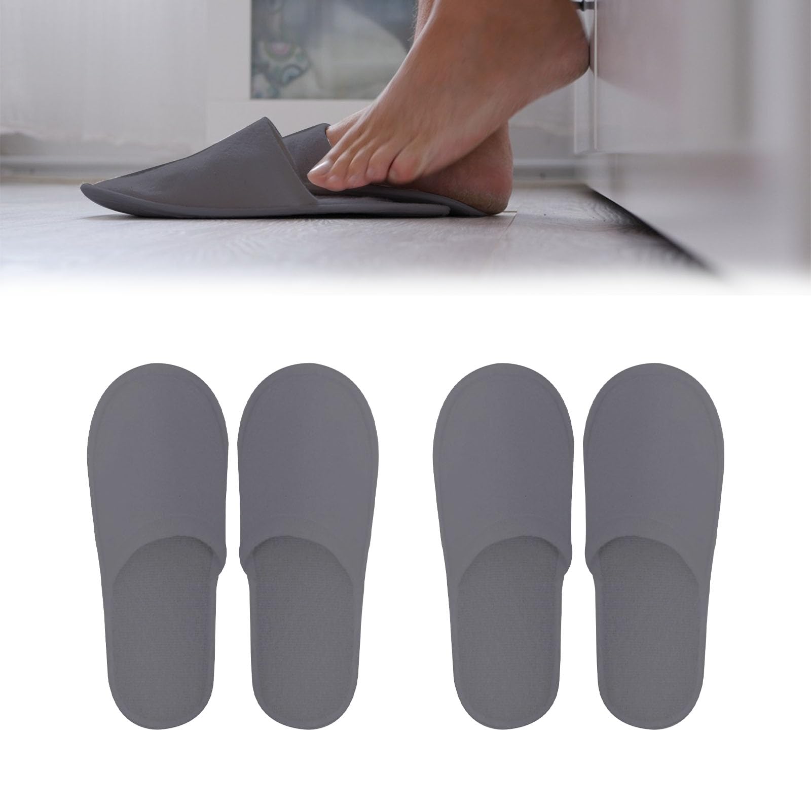 Pantofole Hotel - 2 Paia Usa E Getta Antiscivolo per Ospiti, SPA, Ciabatte Monouso, Sposa Bianco (Taglia EU 37-43, Grigio)