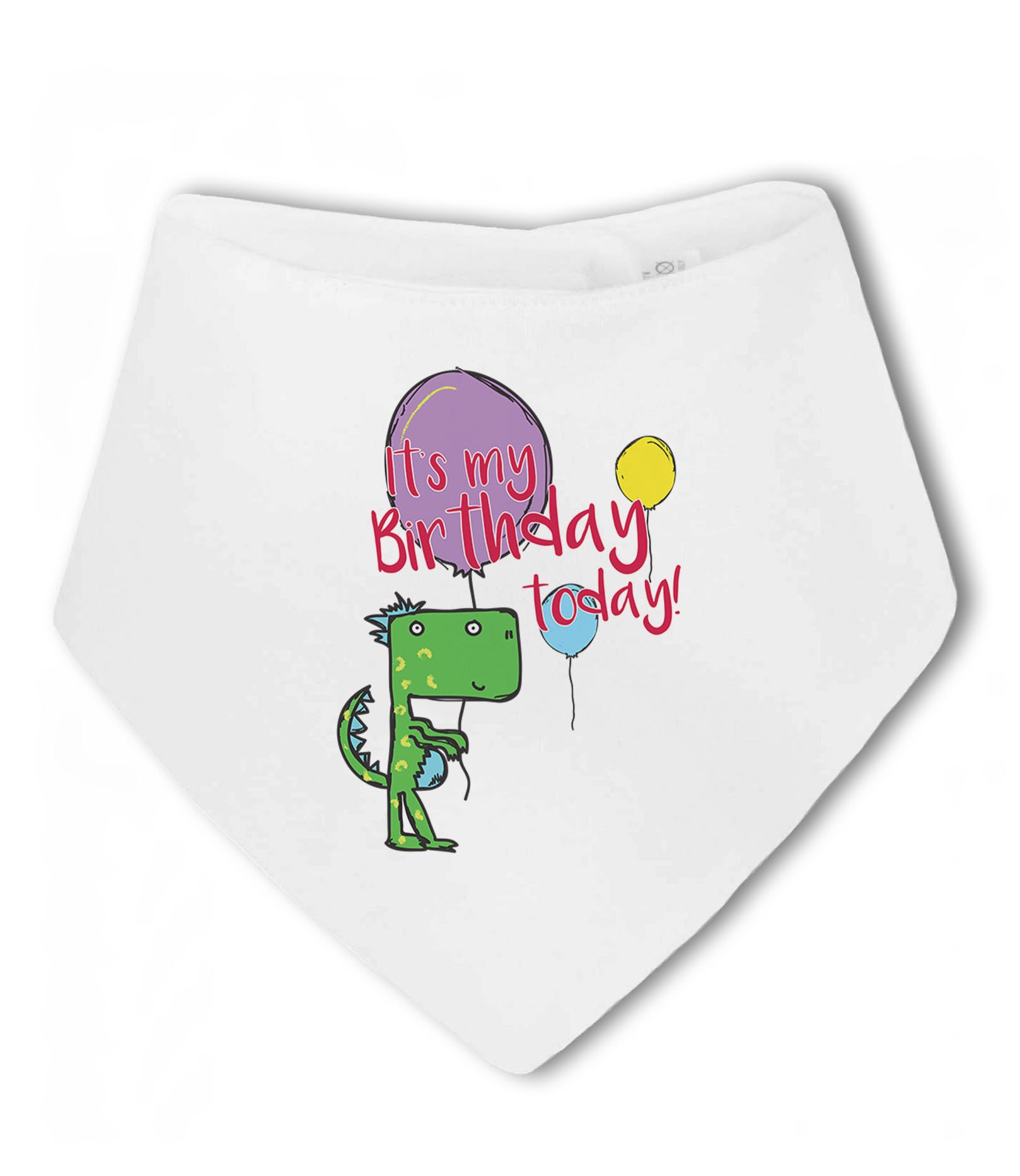 Make It Love It Sell It Unisex Infant White - It's My Birthday Today! Dinosaur - Baby Bandana Bib, For Boy Or Girl, One Size